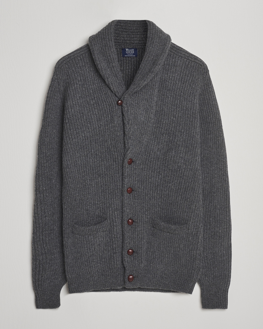 Homme | Pulls Et Tricots | William Lockie | Windsor Geelong Lambswool Shawl Cardigan Grey