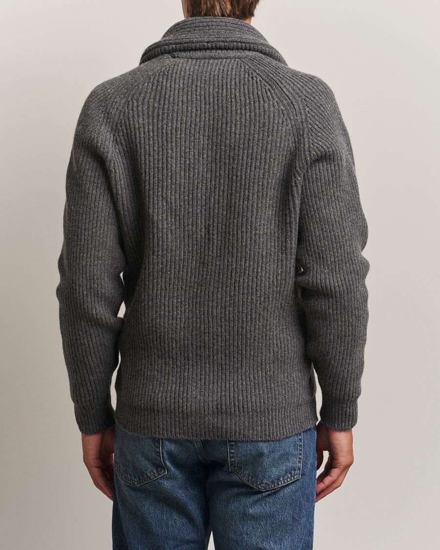 Homme | Pulls Et Tricots | William Lockie | Windsor Geelong Lambswool Shawl Cardigan Grey