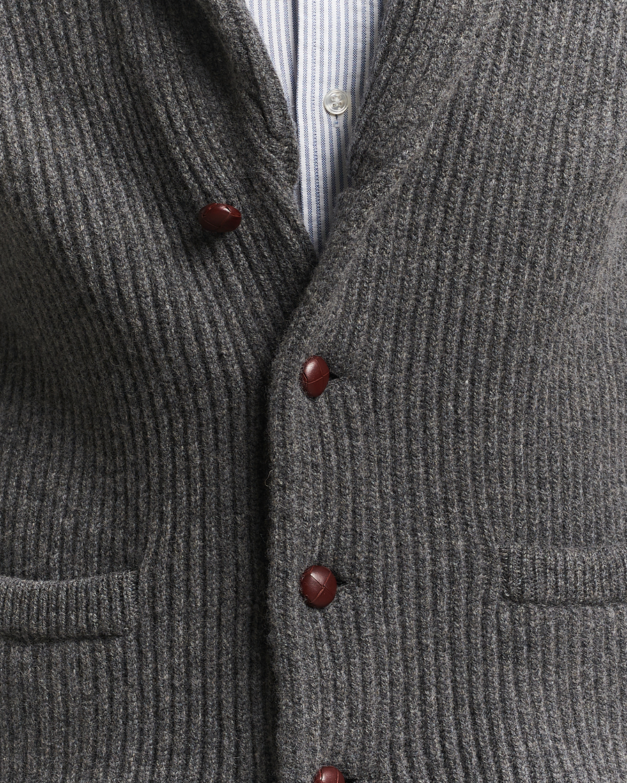 Homme | Pulls Et Tricots | William Lockie | Windsor Geelong Lambswool Shawl Cardigan Grey