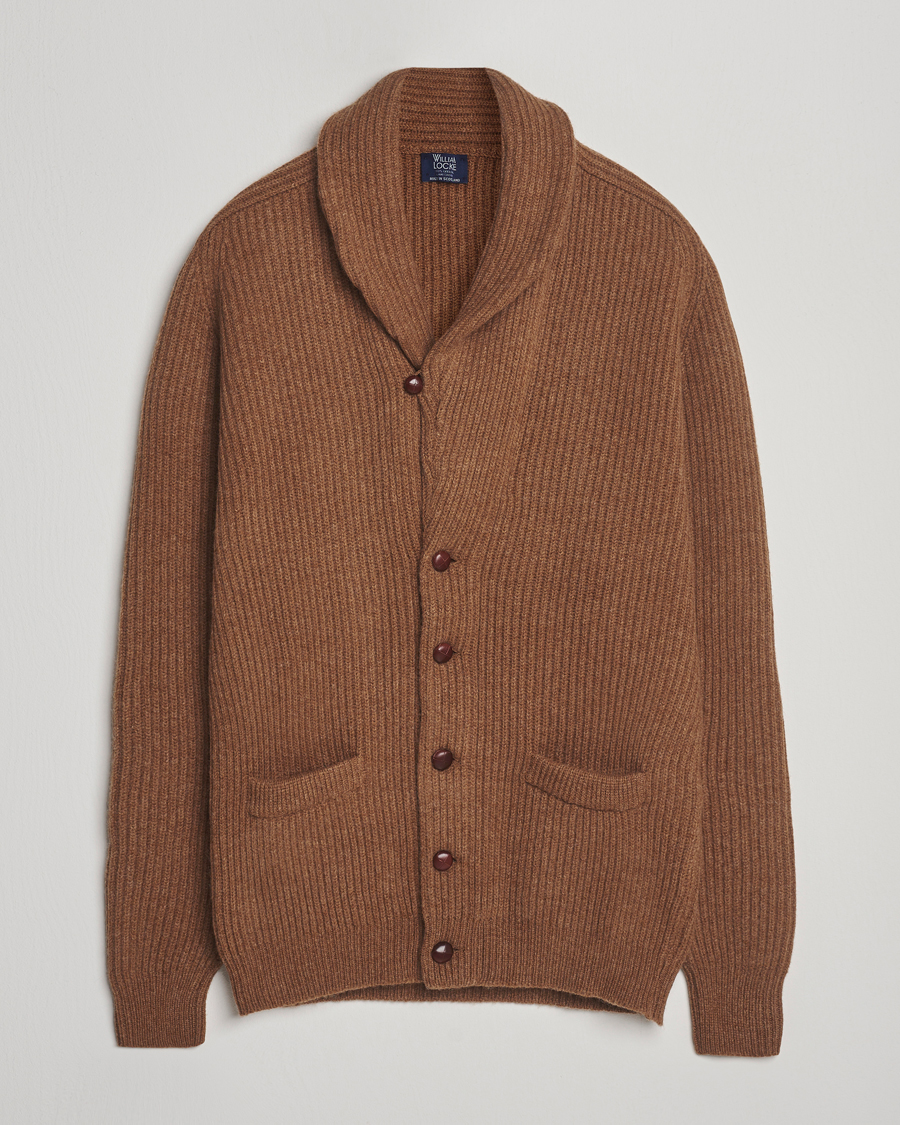 Homme | Pulls Et Tricots | William Lockie | Windsor Geelong Lambswool Shawl Cardigan Brown