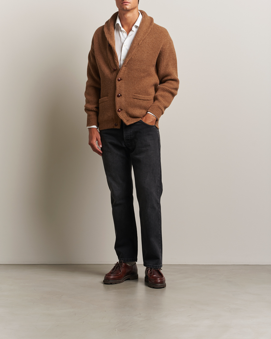 Homme | Pulls Et Tricots | William Lockie | Windsor Geelong Lambswool Shawl Cardigan Brown