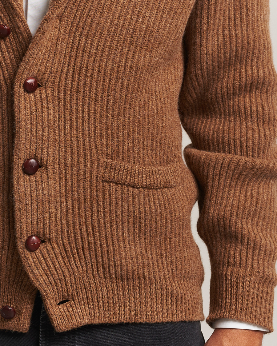 Homme | Pulls Et Tricots | William Lockie | Windsor Geelong Lambswool Shawl Cardigan Brown