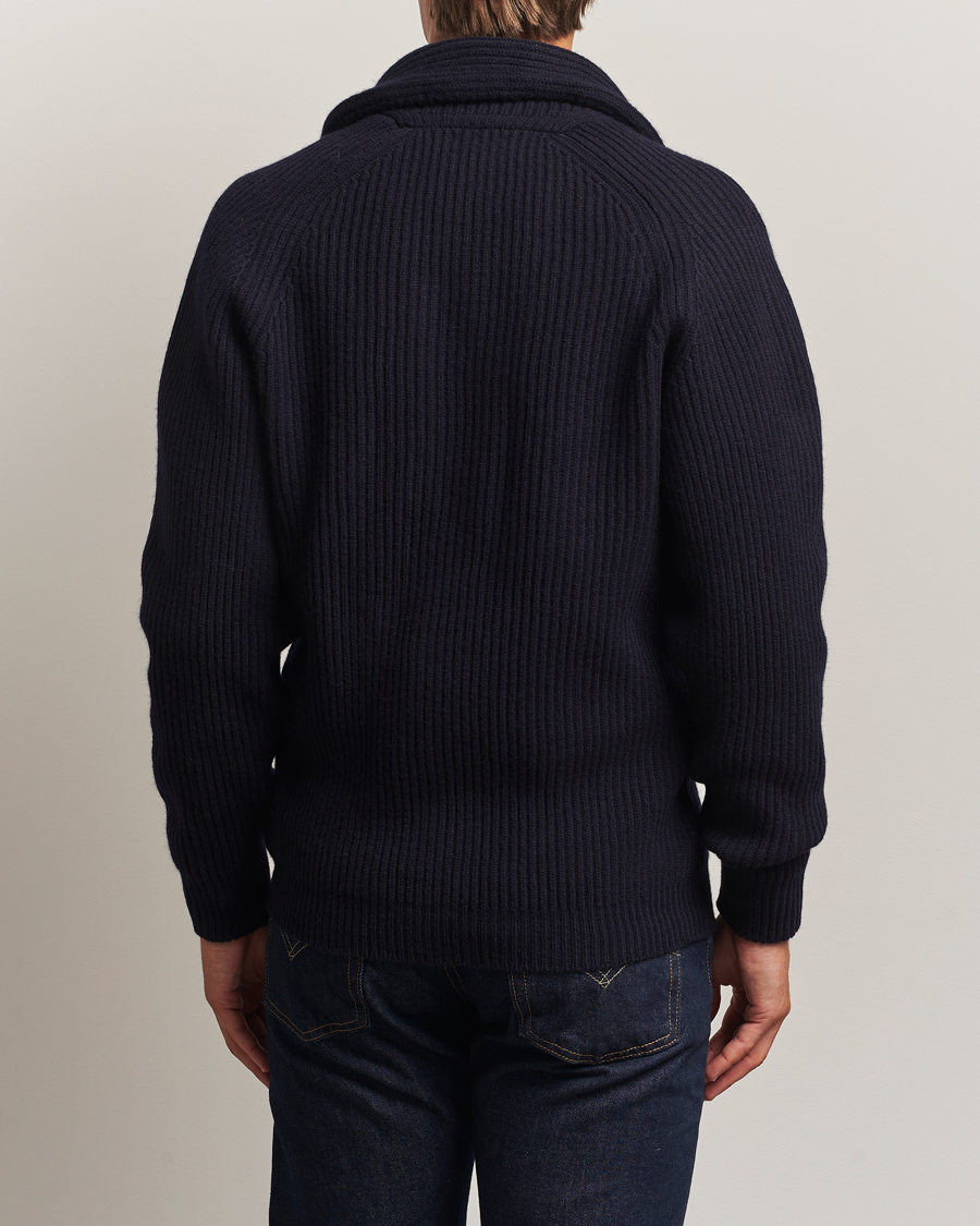 Homme | Pulls Et Tricots | William Lockie | Windsor Geelong Lambswool Shawl Cardigan Navy