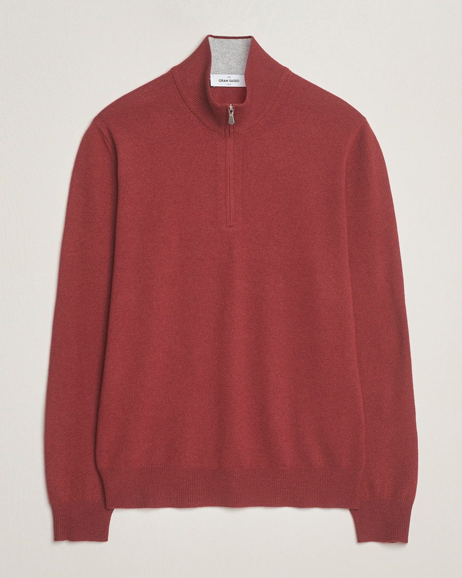 Homme | Pulls Et Tricots | Gran Sasso | Wool/Cashmere Half Zip Red Melange