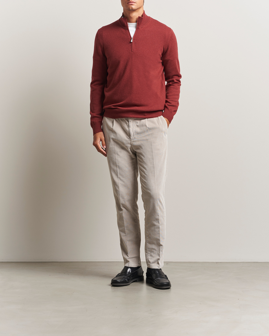 Homme | Pulls Et Tricots | Gran Sasso | Wool/Cashmere Half Zip Red Melange