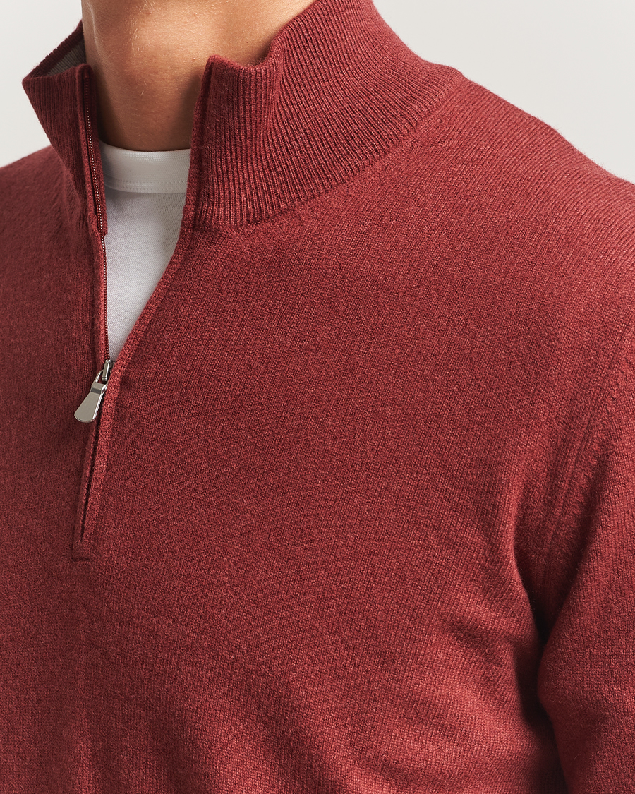 Homme | Pulls Et Tricots | Gran Sasso | Wool/Cashmere Half Zip Red Melange