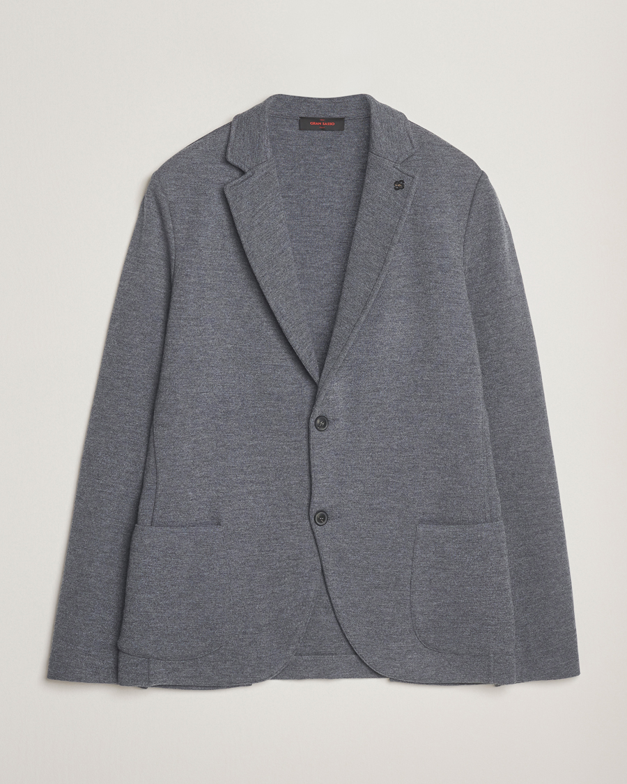 Homme | Blazers | Gran Sasso | Rainwool Knitted Blazer Grey Melange