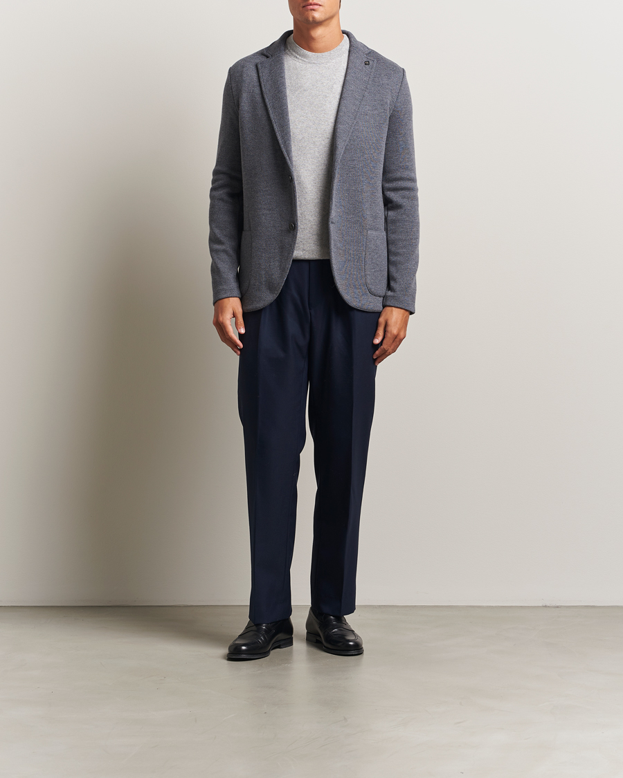 Homme | Blazers | Gran Sasso | Rainwool Knitted Blazer Grey Melange
