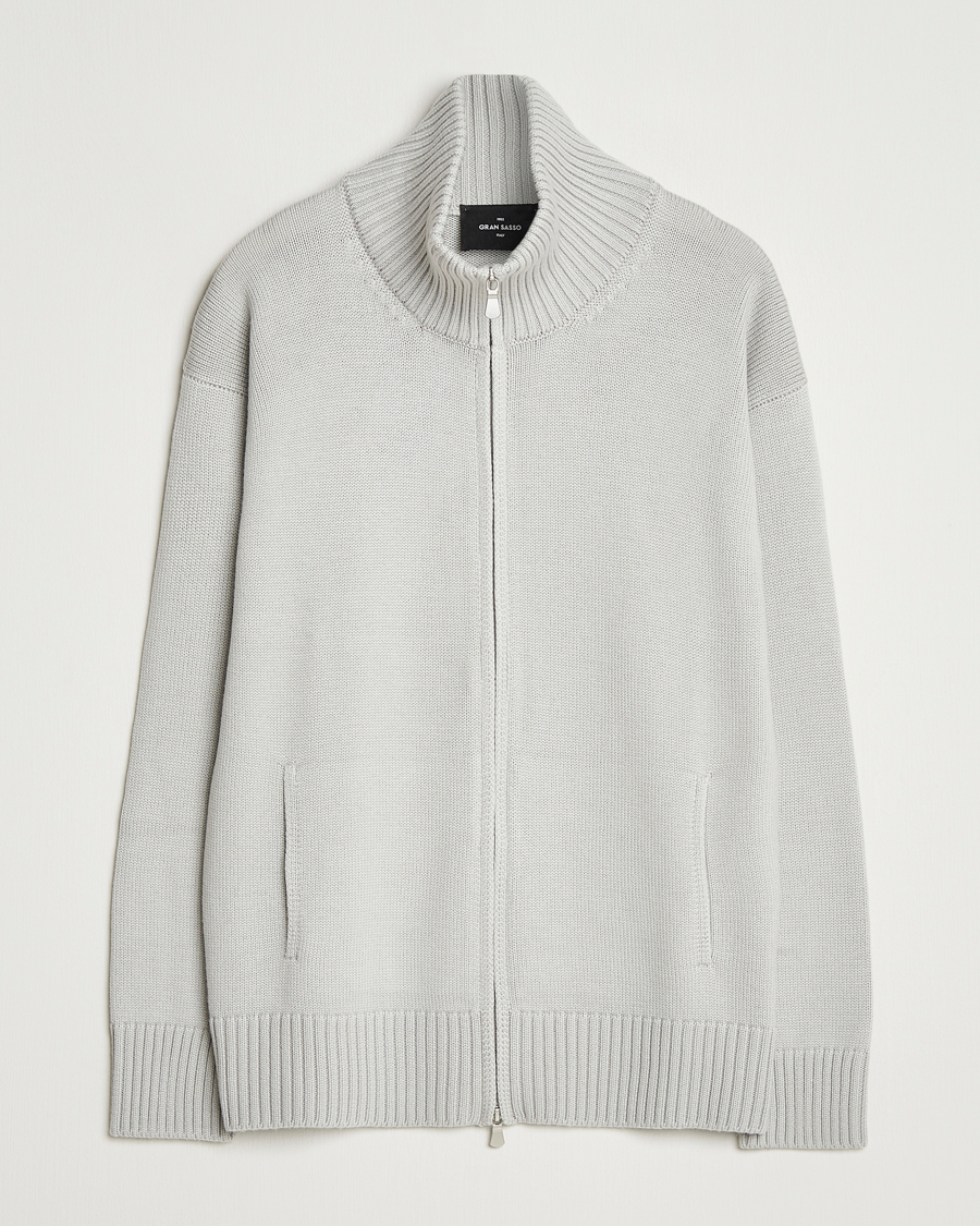 Homme | Pulls Et Tricots | Gran Sasso | Heavy Knitted Merino Full Zip Light Grey Melange
