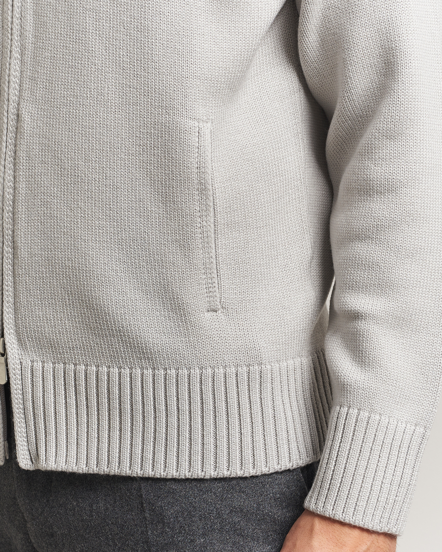 Homme | Pulls Et Tricots | Gran Sasso | Heavy Knitted Merino Full Zip Light Grey Melange