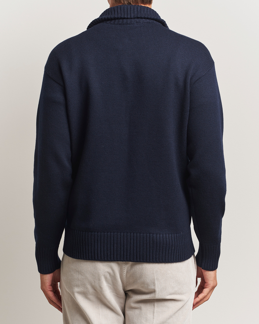 Homme | Pulls Et Tricots | Gran Sasso | Heavy Knitted Merino Full Zip Navy