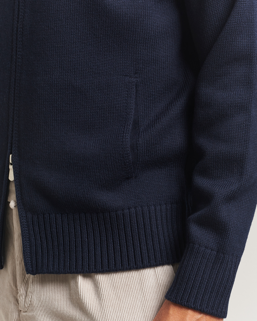 Homme | Pulls Et Tricots | Gran Sasso | Heavy Knitted Merino Full Zip Navy