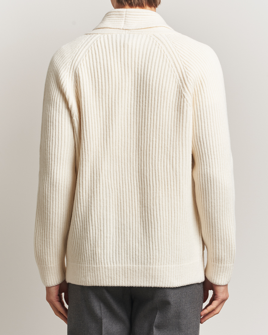 Homme | Pulls Et Tricots | Gran Sasso | Shawl Collar Heavy Knitted Wool Cardigan Cream