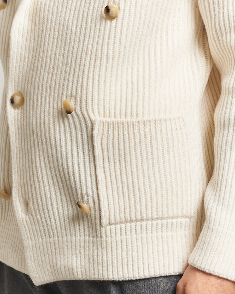 Homme | Pulls Et Tricots | Gran Sasso | Shawl Collar Heavy Knitted Wool Cardigan Cream