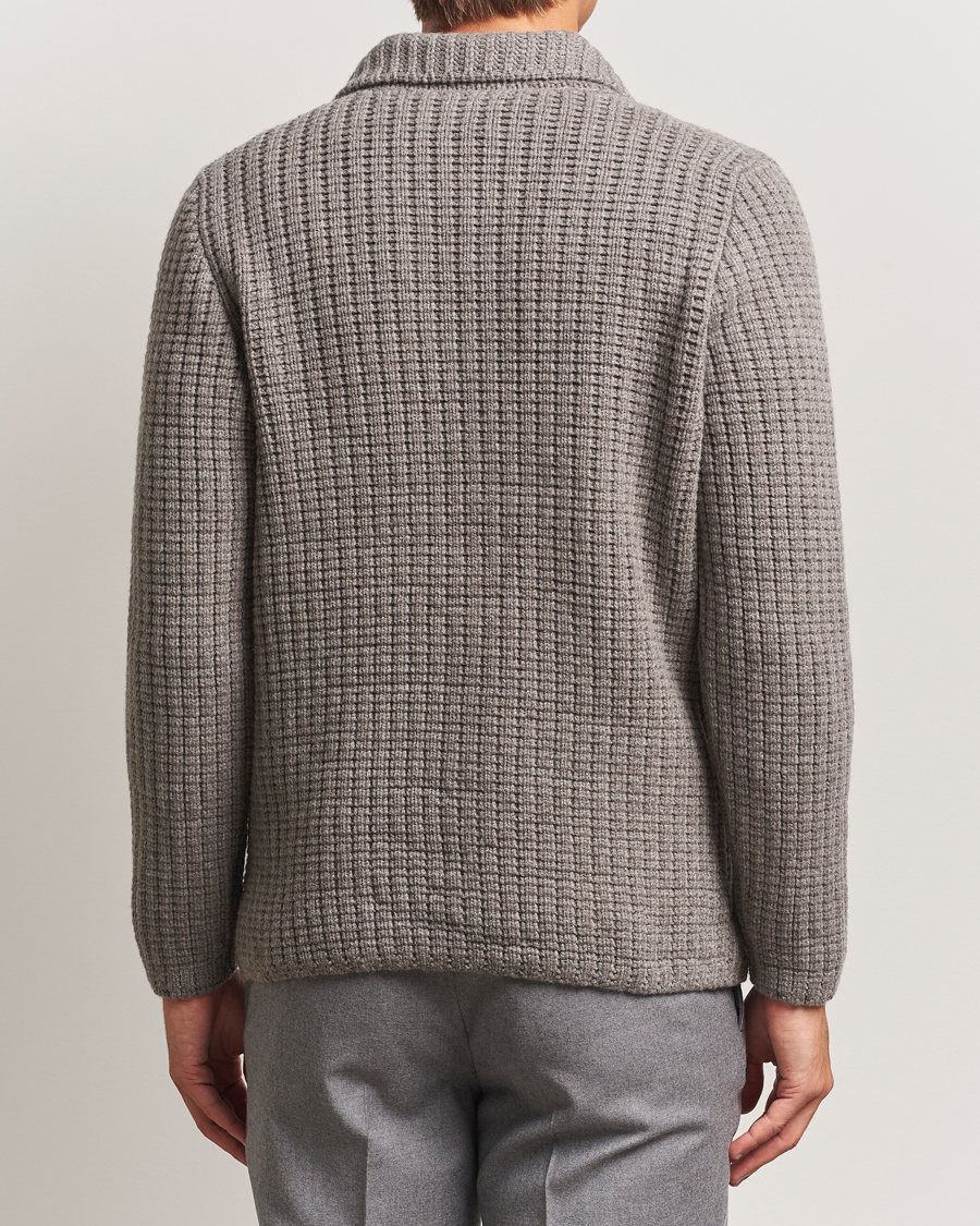 Homme | Pulls Et Tricots | Gran Sasso | Heavy Knitted Wool Cardigan Taupe Melange