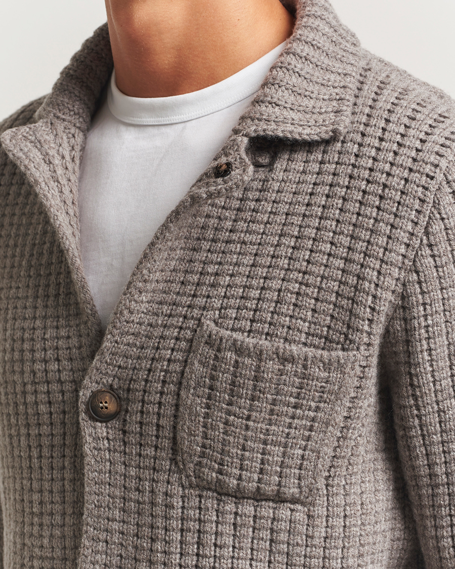 Homme | Pulls Et Tricots | Gran Sasso | Heavy Knitted Wool Cardigan Taupe Melange