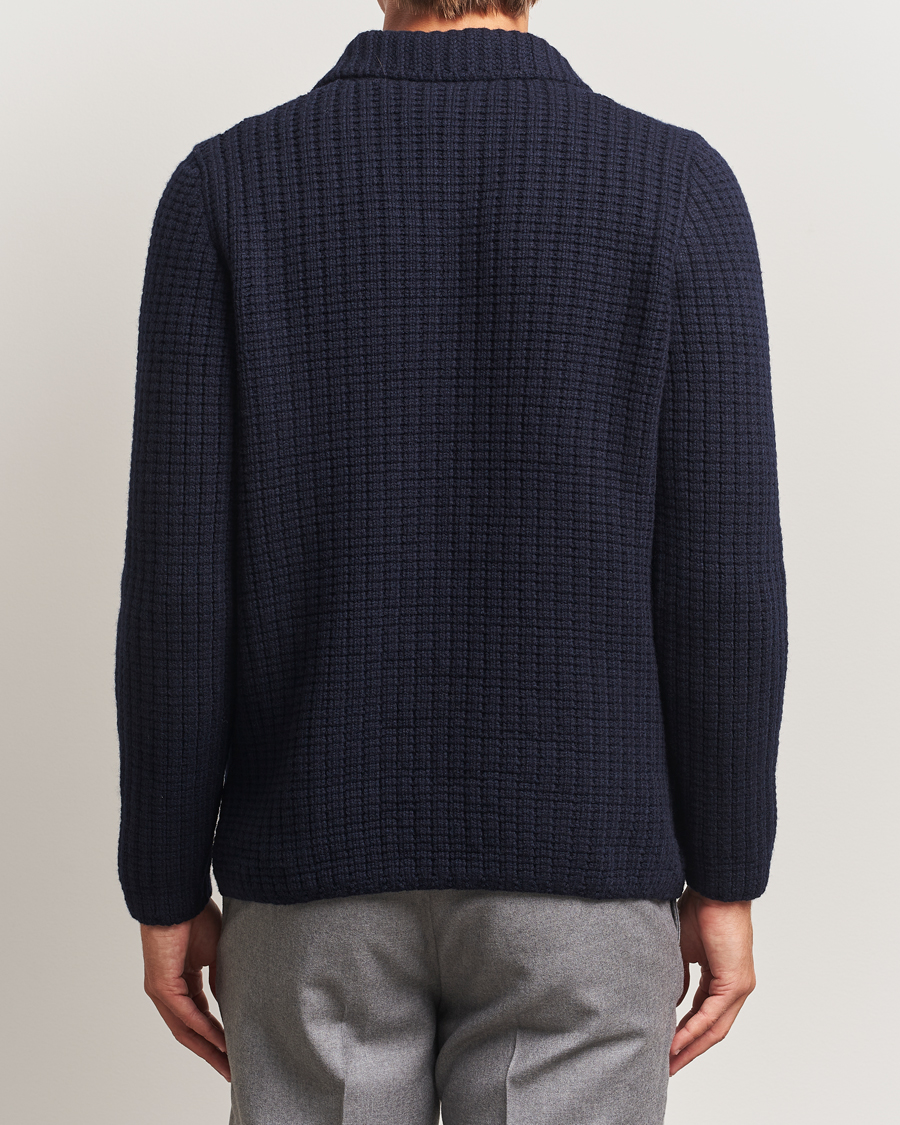 Homme | Pulls Et Tricots | Gran Sasso | Heavy Knitted Wool Cardigan Navy