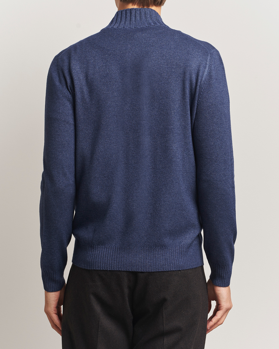 Homme | Pulls Et Tricots | Gran Sasso | Wool/Cashmere Washed Full Zip Navy Melange