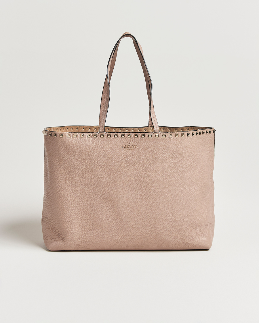 Homme | Valentino Pre-Owned Medium Rockstud Tote Bag Poudre | Valentino Pre-Owned | Medium Rockstud Tote Bag Poudre