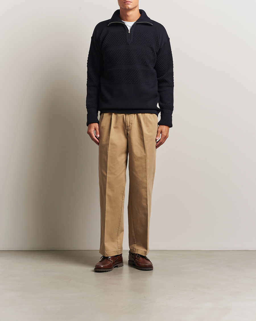 Homme | Pulls Et Tricots | S.N.S. Herning | Fisherman Wool Short Zip Navy