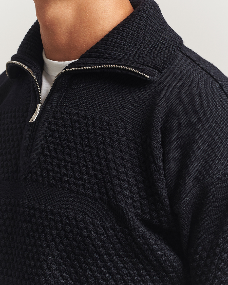 Homme | Pulls Et Tricots | S.N.S. Herning | Fisherman Short Zip Navy Blue