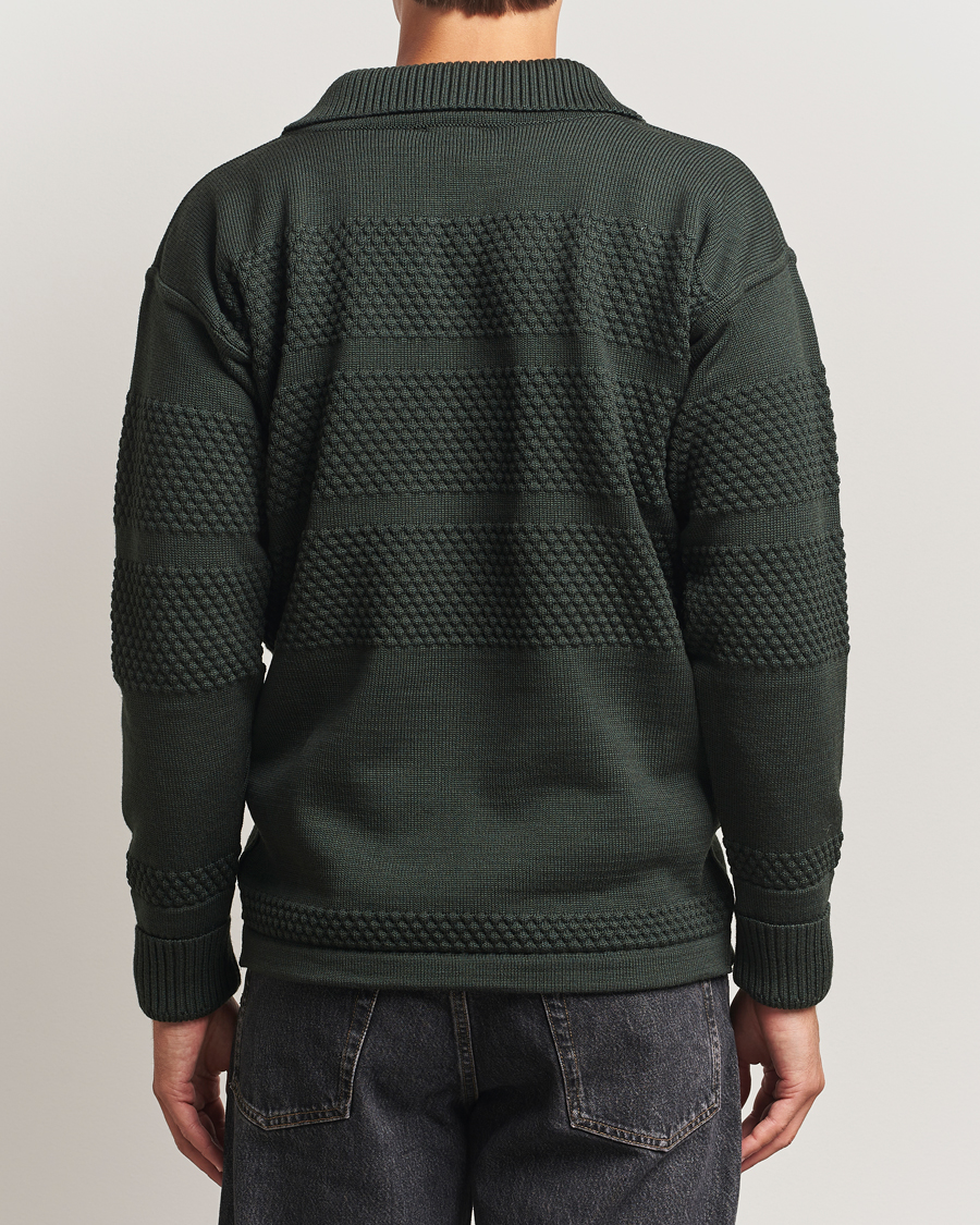 Homme | Pulls Et Tricots | S.N.S. Herning | Fisherman Wool Short Zip Dark Forest Green