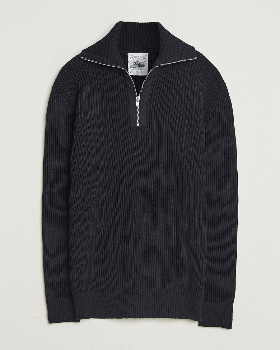 Homme | Pulls Et Tricots | S.N.S. Herning | Fender Wool Half-Zip Navy