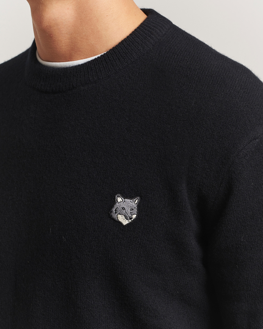 Homme | Pulls Et Tricots | Maison Kitsuné | Grey Fox Head Lambswool Sweater Black