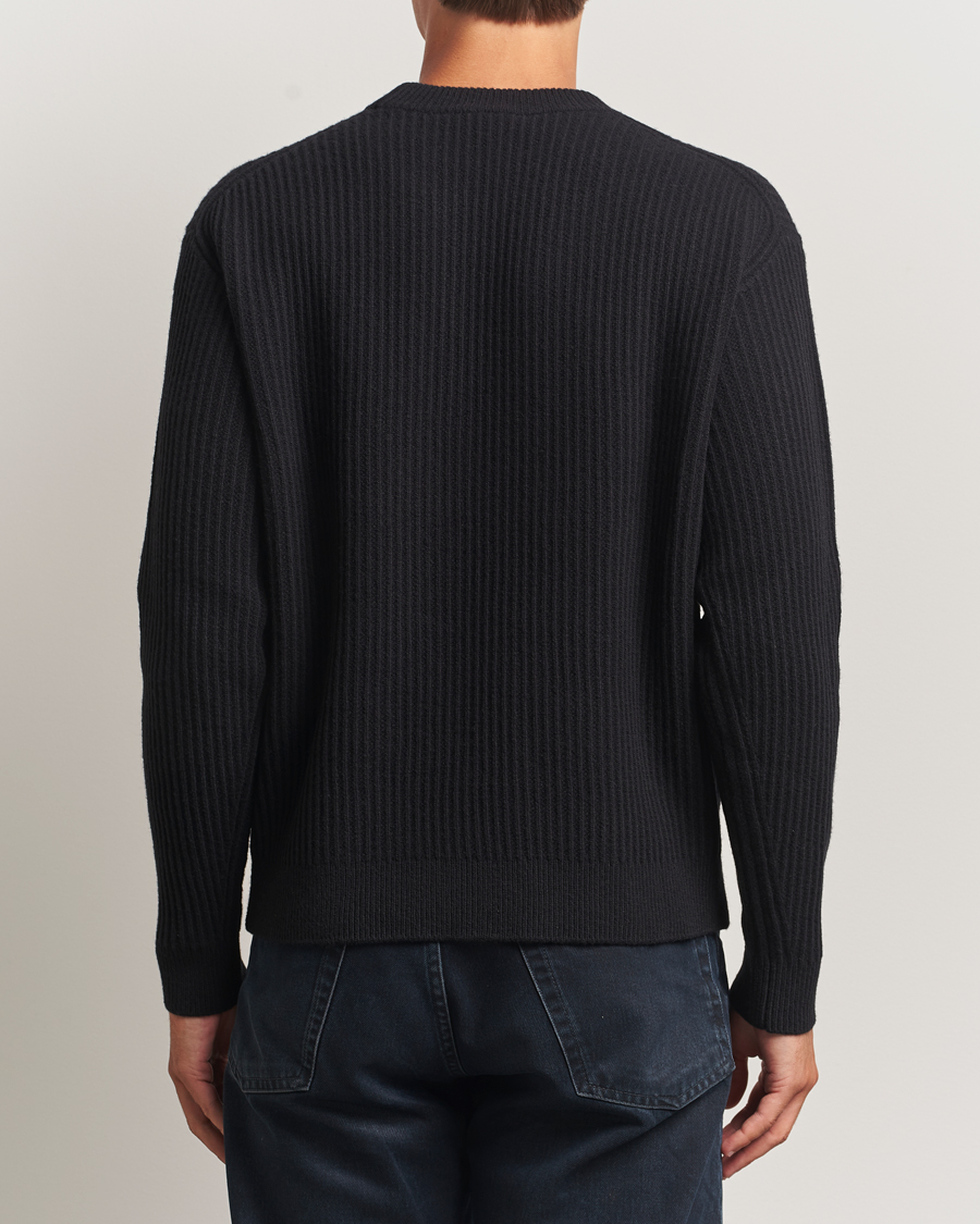 Homme | Pulls Et Tricots | Maison Kitsuné | Tonal Fox Head Wool Ribbed Sweater Black