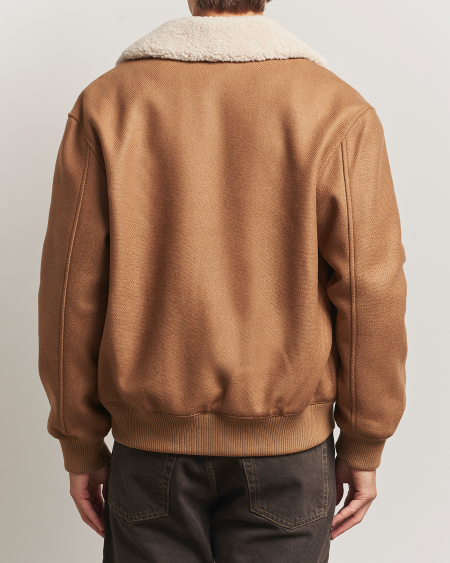 Homme | Manteaux Et Vestes | Maison Kitsuné | Wool Shearling Collar Aviator Jacket Ginger Brown