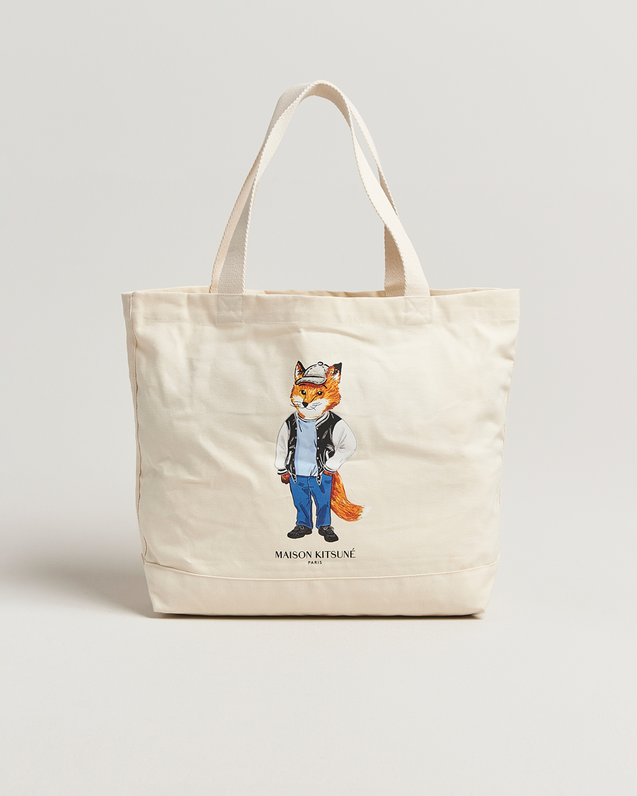 Homme | Maison Kitsuné Dressed Fox Tote Bag Ecru | Maison Kitsuné | Dressed Fox Tote Bag Ecru