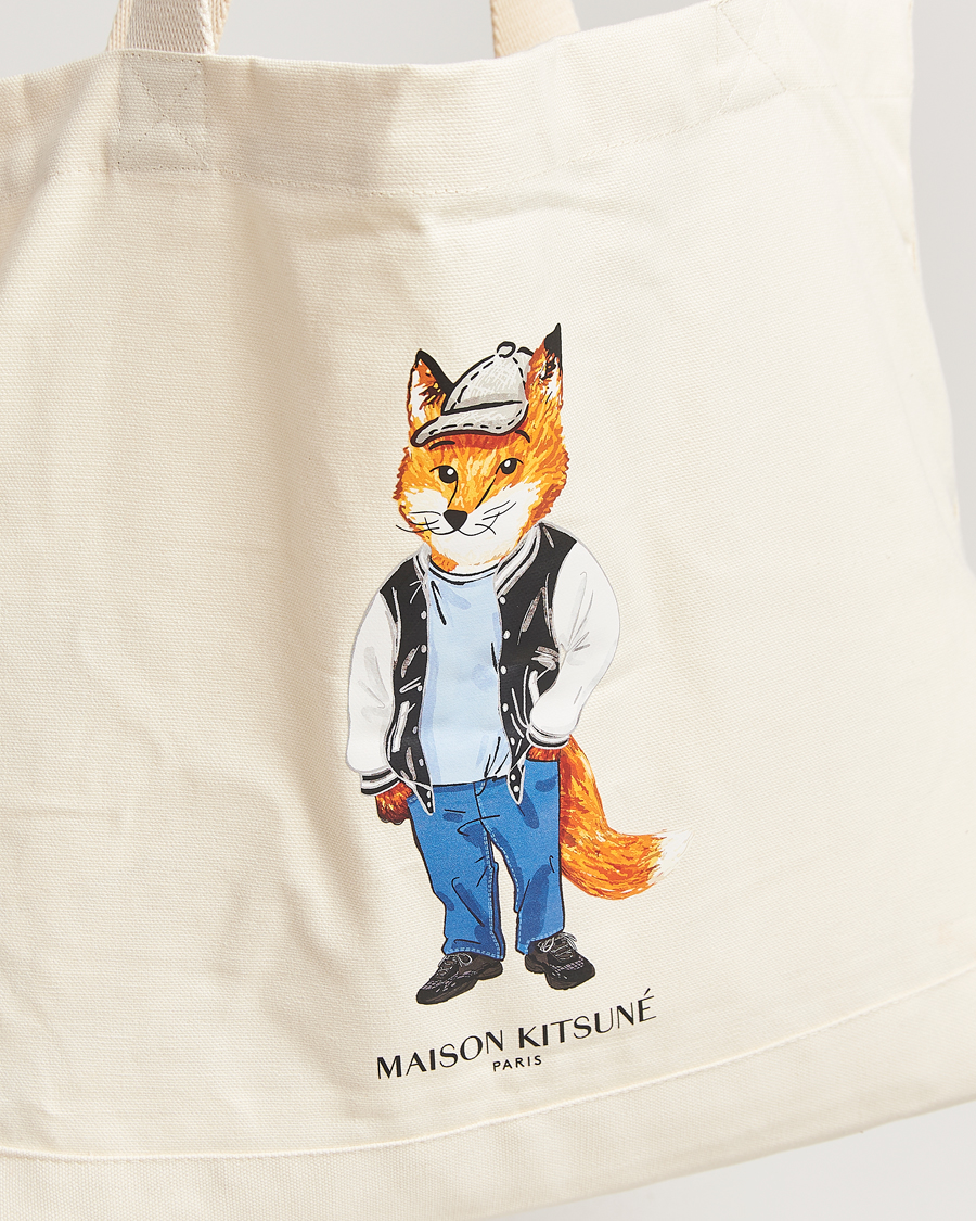 Homme | Maison Kitsuné Dressed Fox Tote Bag Ecru | Maison Kitsuné | Dressed Fox Tote Bag Ecru
