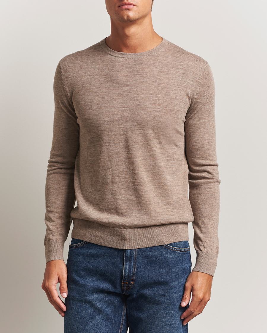 Homme | Pulls Et Tricots | Tiger of Sweden | Connor Extra Fine Merino Crew Neck Pullover Beige Melange