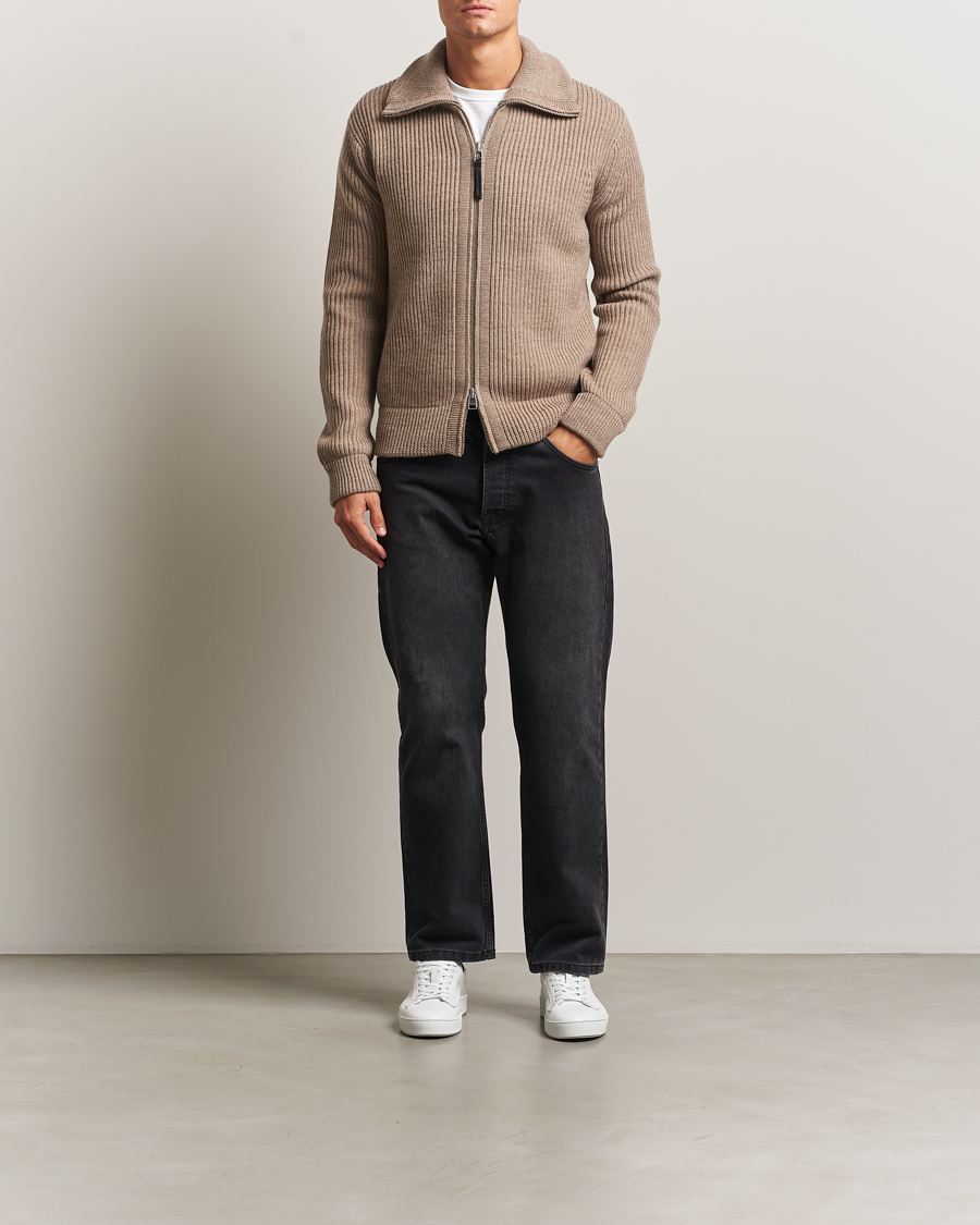 Homme | Pulls Et Tricots | Tiger of Sweden | Niall Heavy Wool Full Zip Beige Melange