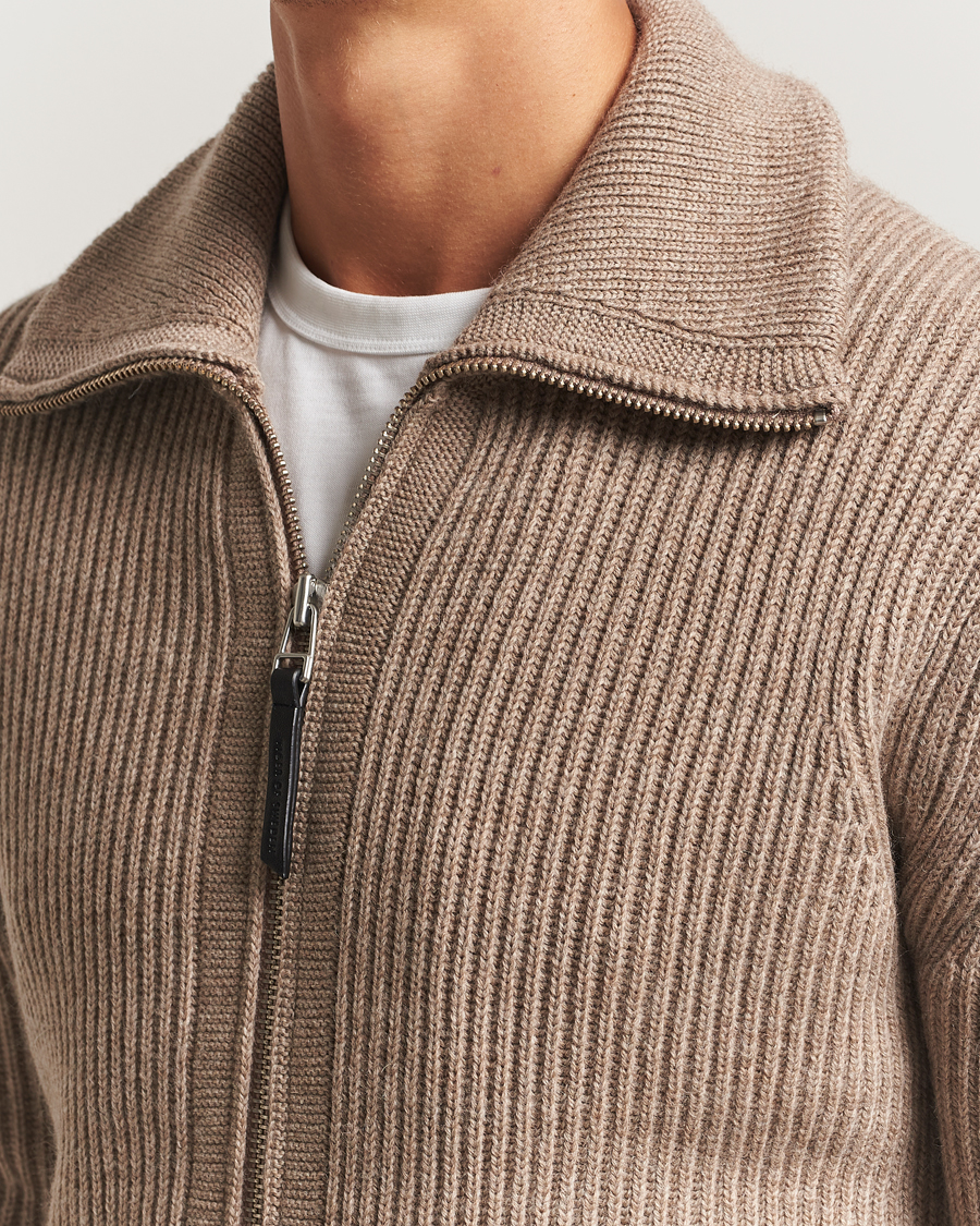 Homme | Pulls Et Tricots | Tiger of Sweden | Niall Heavy Wool Full Zip Beige Melange
