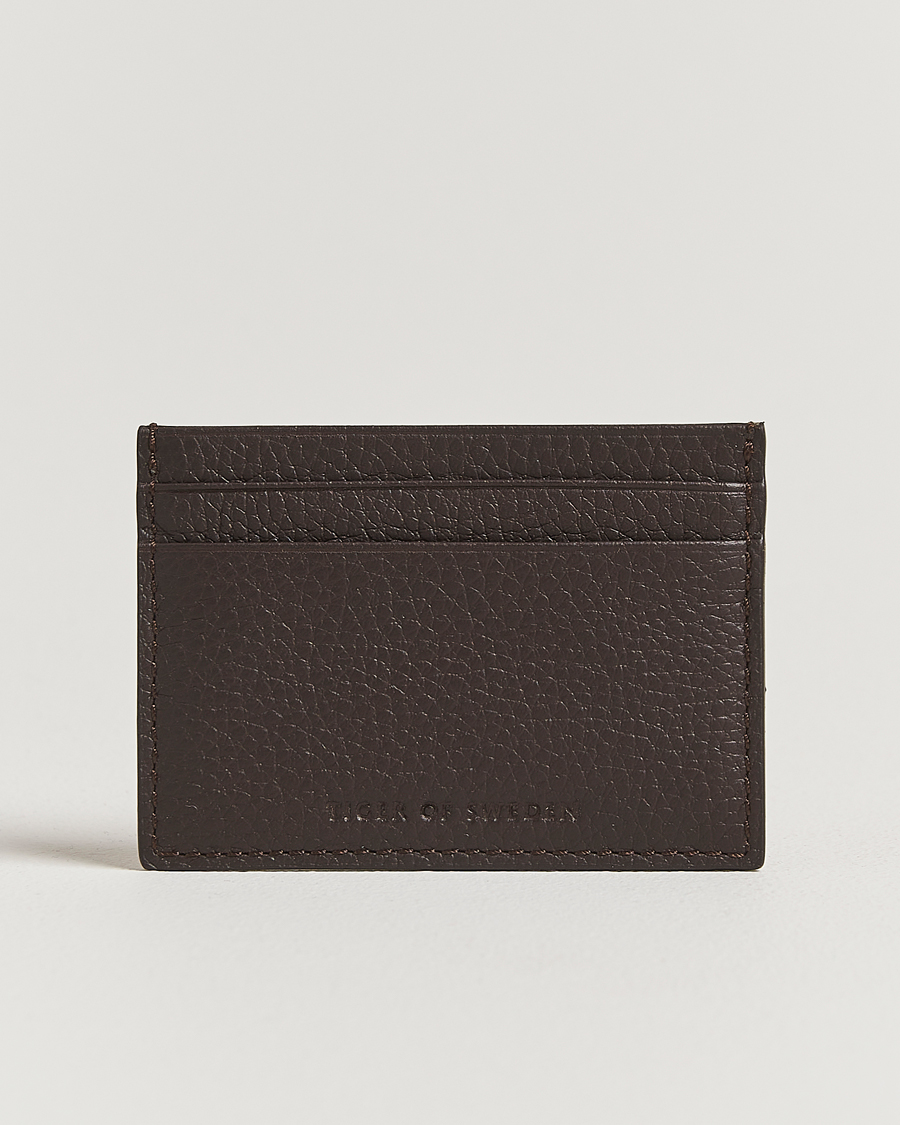Homme | Portefeuilles | Tiger of Sweden | Wake Grained Leather Card Holder Dark Brown
