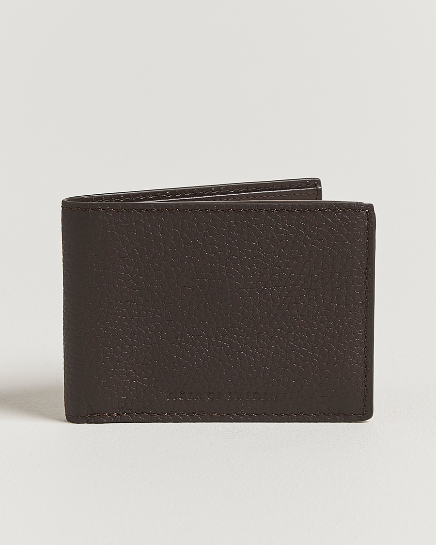 Homme | Portefeuilles | Tiger of Sweden | Wald Grainer Leather Wallet Dark Brown