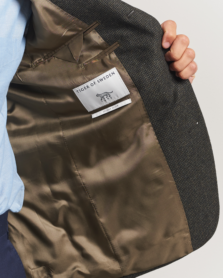 Homme | Blazers | Tiger of Sweden | Easer Wool Pepita Blazer Midnight Green