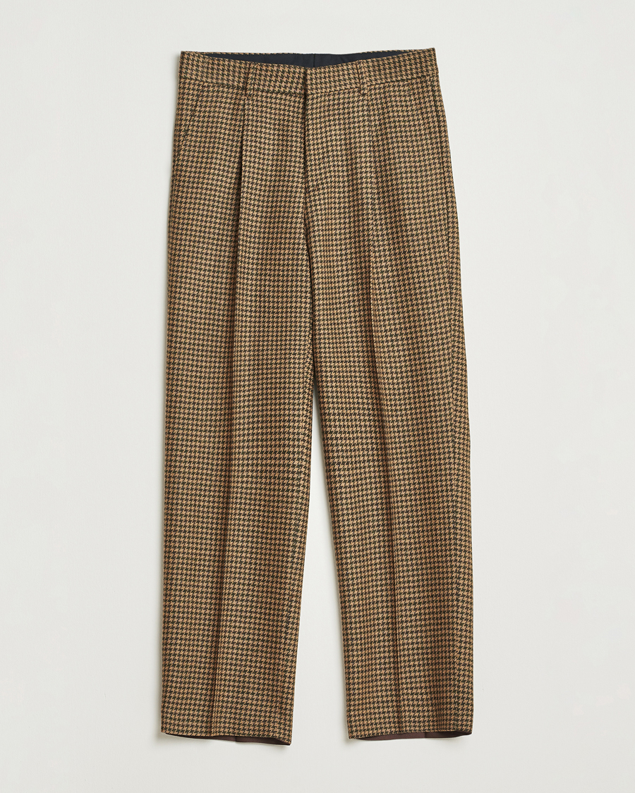Homme | Pantalons | Tiger of Sweden | Todne Swedish Wool Dogtooth Trousers Brown Olive