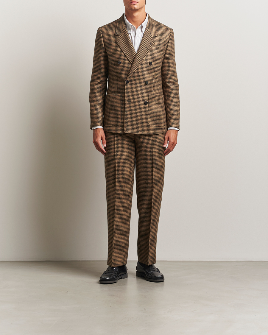 Homme | Pantalons | Tiger of Sweden | Todne Swedish Wool Dogtooth Trousers Brown Olive