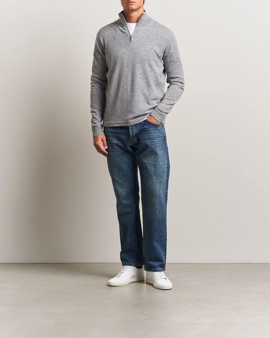 Homme | Pulls Et Tricots | Tiger of Sweden | Travis Wool/Cashmere Half Zip Light Grey Melange