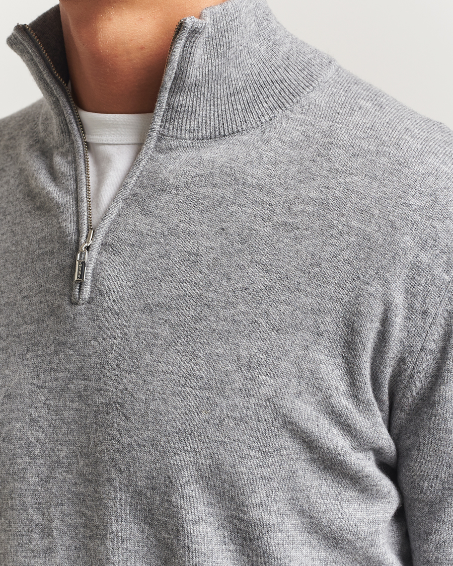 Homme | Pulls Et Tricots | Tiger of Sweden | Travis Wool/Cashmere Half Zip Light Grey Melange