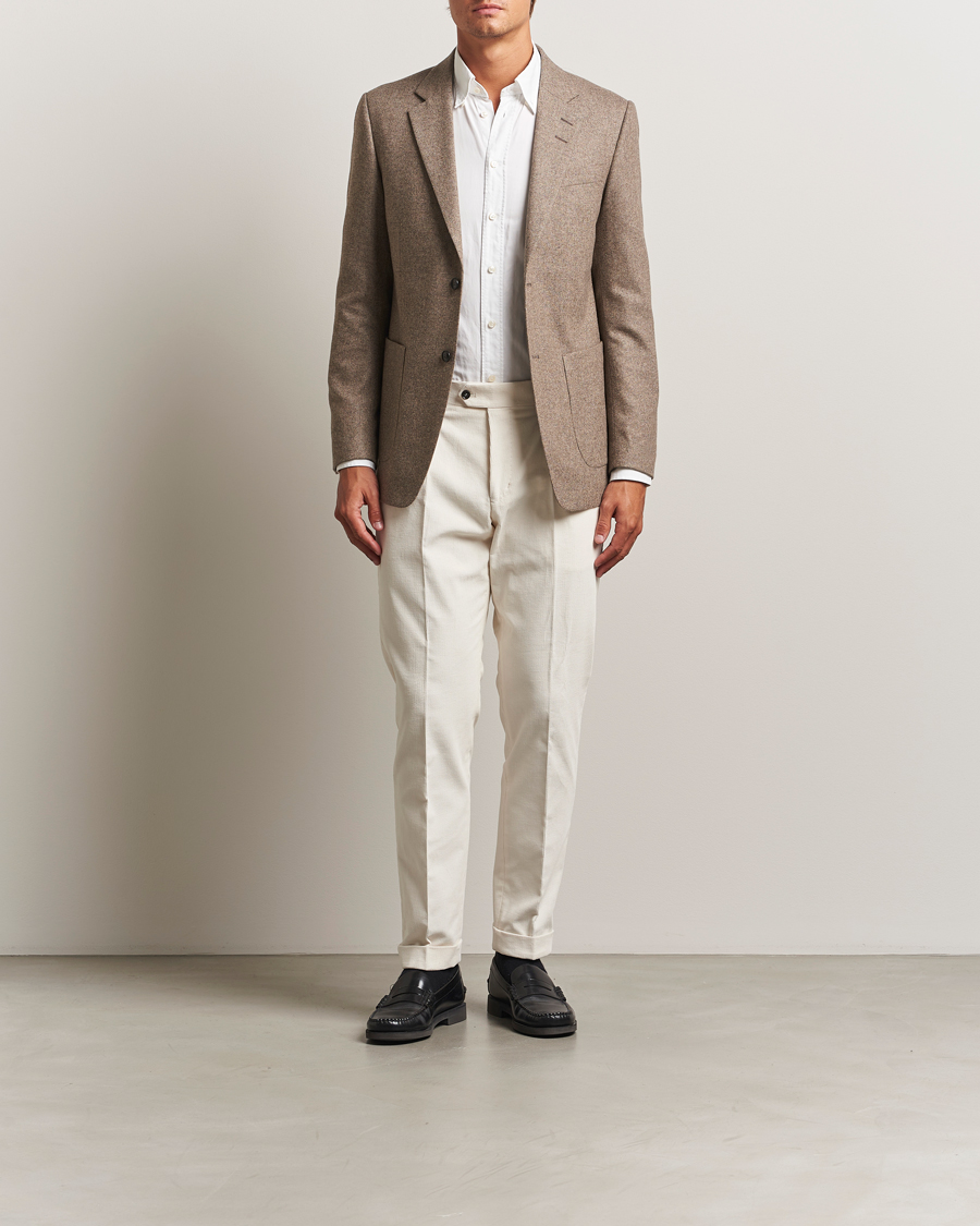 Homme | Pantalons | Tiger of Sweden | Tenuta Pleated Corduroy Trousers Light Ivory