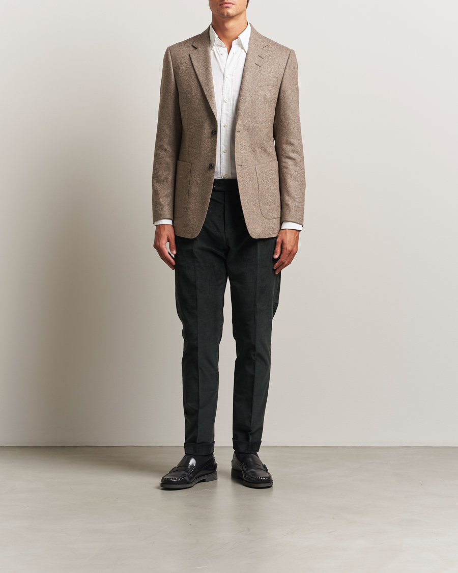 Homme | Pantalons | Tiger of Sweden | Tenuta Pleated Corduroy Trousers Midnight Green