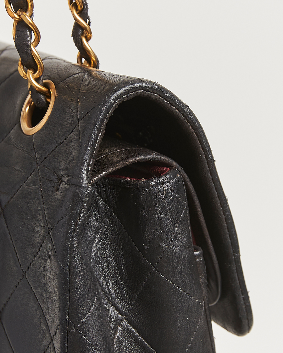 Homme | Chanel Pre-Owned Classic Double Flap Medium Lambskin Black | Chanel Pre-Owned | Classic Double Flap Medium Lambskin Black