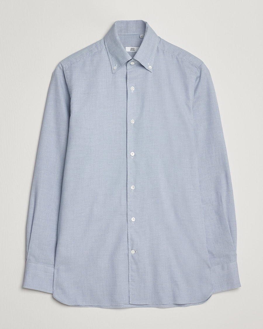 Homme | Chemises | 100Hands | Micro Houndstooth Flannel Button Down Blue