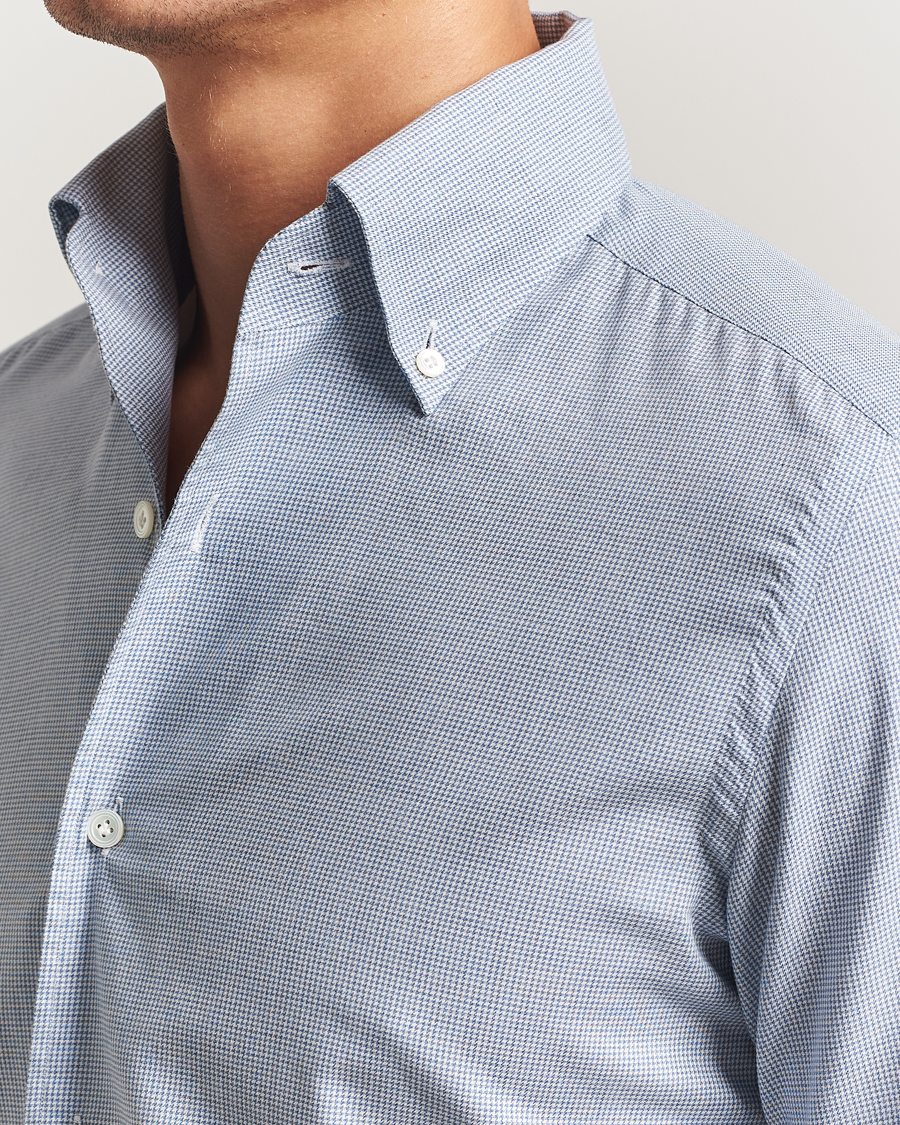 Homme | Chemises | 100Hands | Micro Houndstooth Flannel Button Down Blue