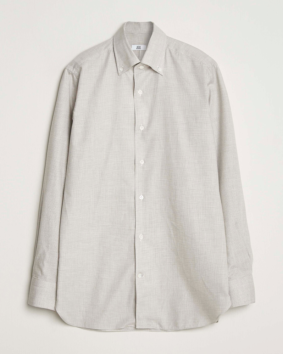 Homme | Chemises | 100Hands | Micro Houndstooth Flannel Button Down Beige