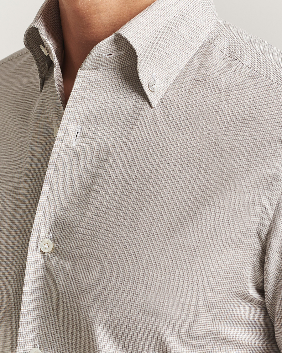 Homme | Chemises | 100Hands | Micro Houndstooth Flannel Button Down Beige