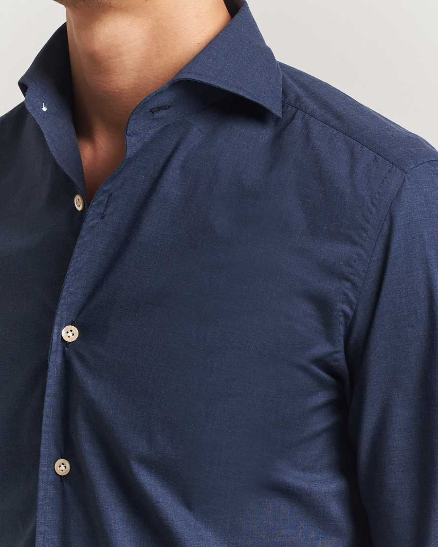 Homme | Chemises | 100Hands | Cotton Melange Cut Away Shirt Light Blue